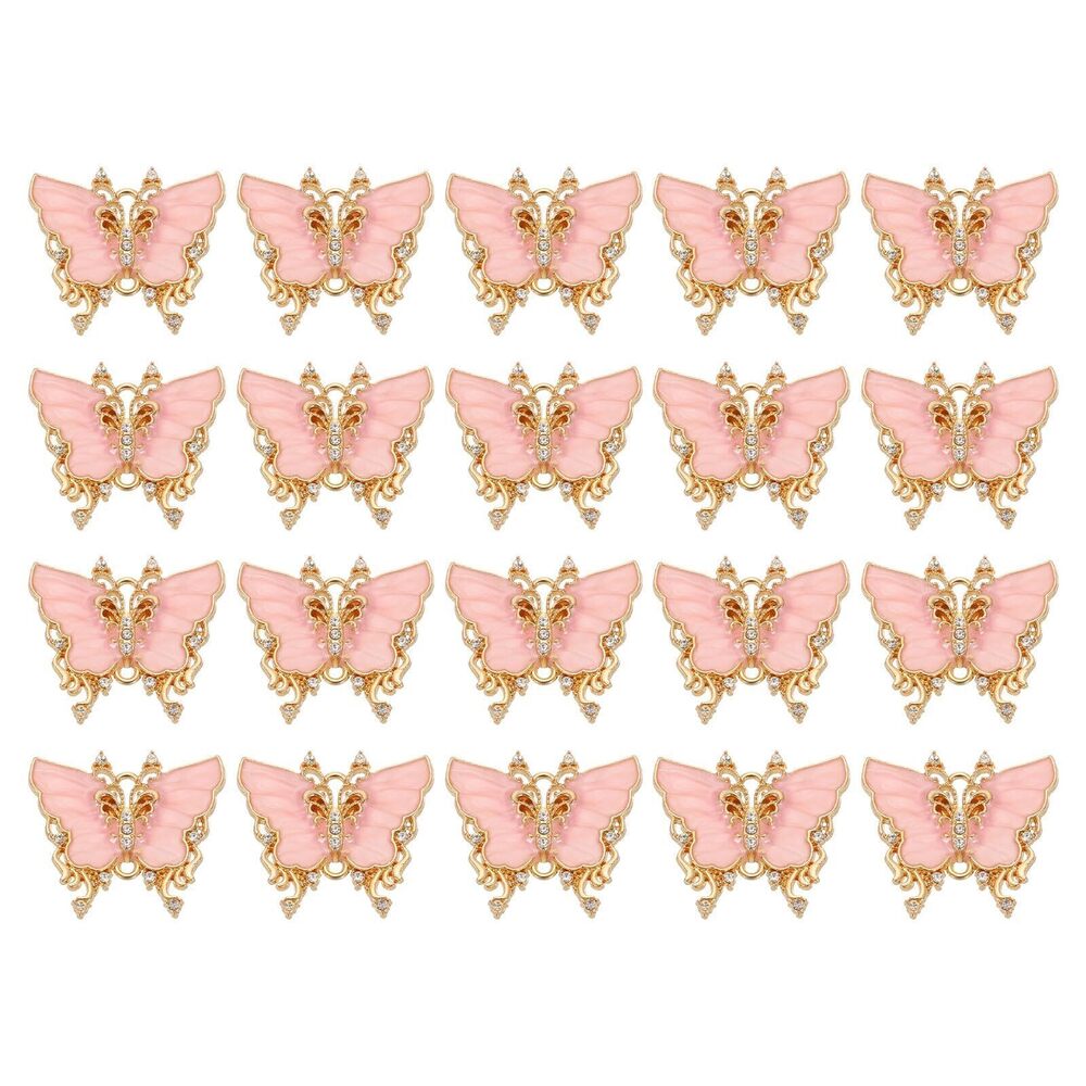 4325 20 Pcs Mini Butterfly Charm, Metal Gold Plated Butterfly Pendant